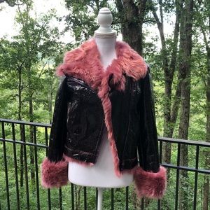 Great condition leather and fur coat
